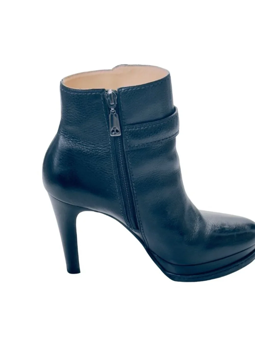 TALBOTS Women's Shoes Black Leather Heels Platform Ankle Boots Size 7B